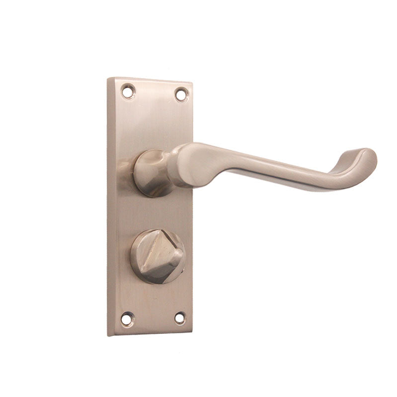 Victorian Scroll Privacy Lever Handle 115mm Satin Nickel