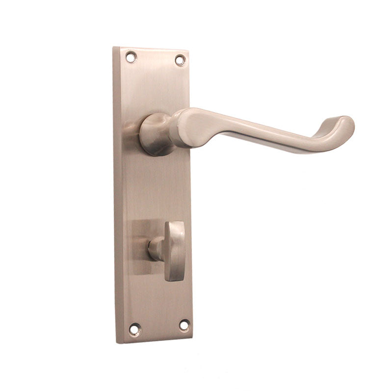Victorian Scroll Privacy Lever Handle 150mm Satin Nickel