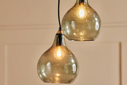 Ziva Statement Recycled Glass Cluster Pendant - Green Smoke