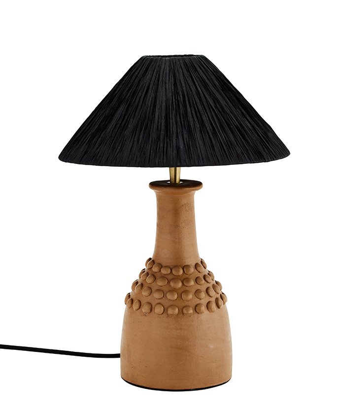 RAFFIA TERRACOTTA TABLE LAMP BLACK - NATURAL
