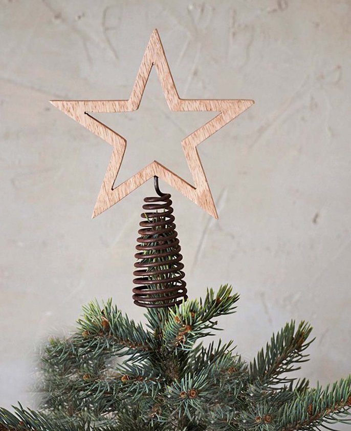 Wood Tree Topper Christmas Star Home Decor