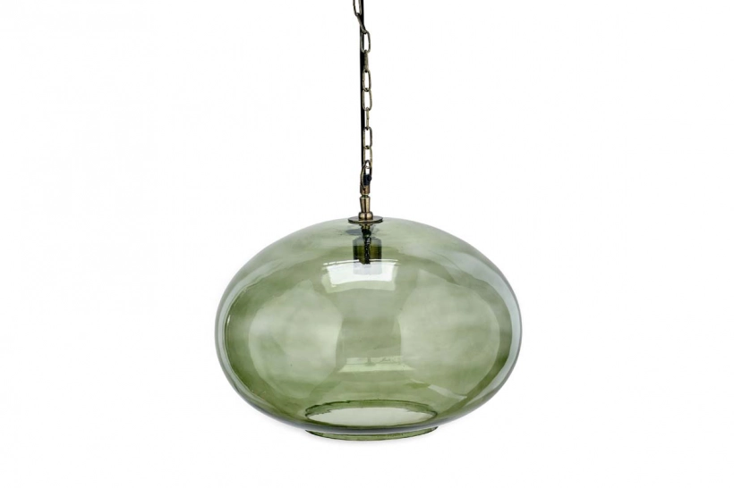 Otoro Glass Pendant - Green Smoke - Round