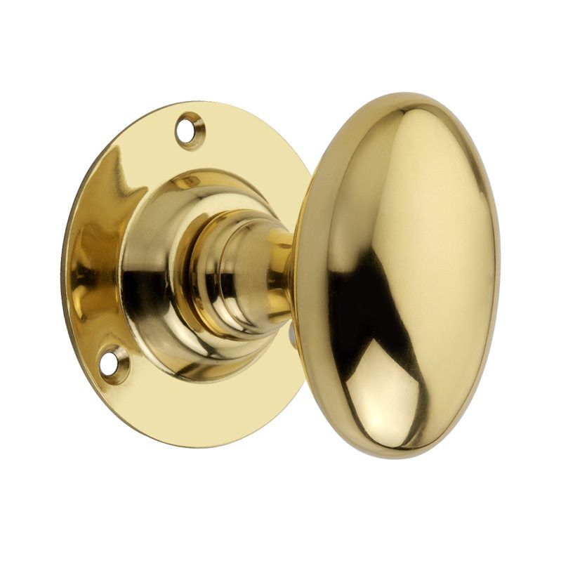 Oval Mortice Door Knob Polished Brass
