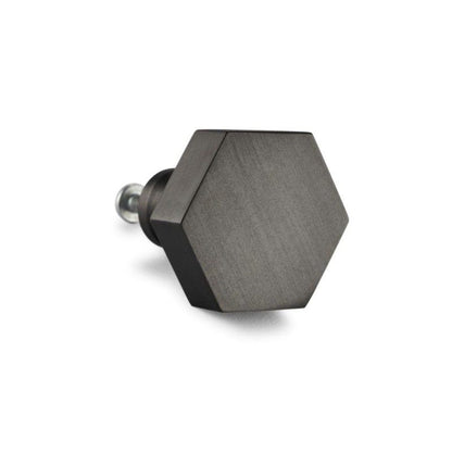 Hexagonal Cupboard Knob Gunmetal Grey