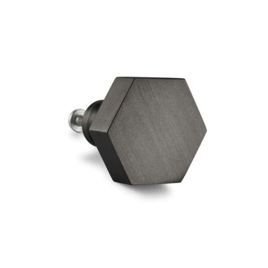 Bouton de placard hexagonal gris bronze