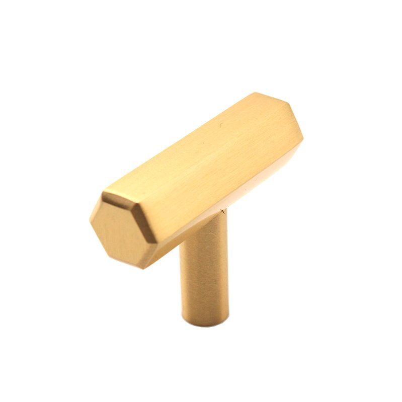 Hexagonal T bar Cupboard Pull Satin Brass Home Decor