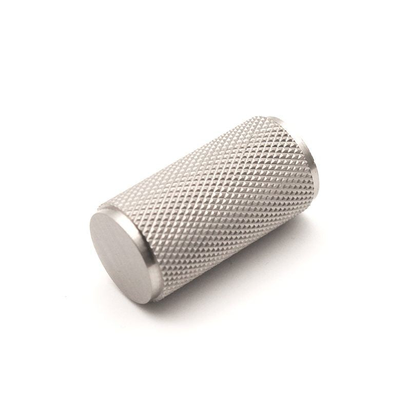 Knurled Cylinder Cupboard Pull Satin Silver