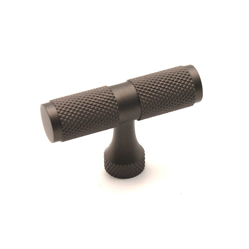 Knurled T bar Cupboard Pull Gunmetal Grey Home Decor